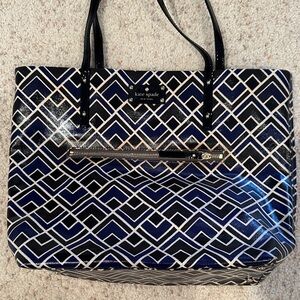 Kate Spade Blue and Black Geometric Tote Bag
